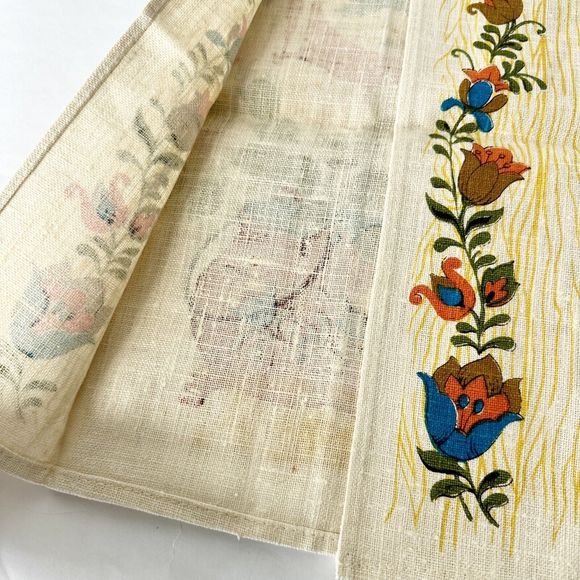 Vintage Parisian Prints Pure Linen Tea Towel - '70's New With Label Eagle USA - Picture 6 of 6